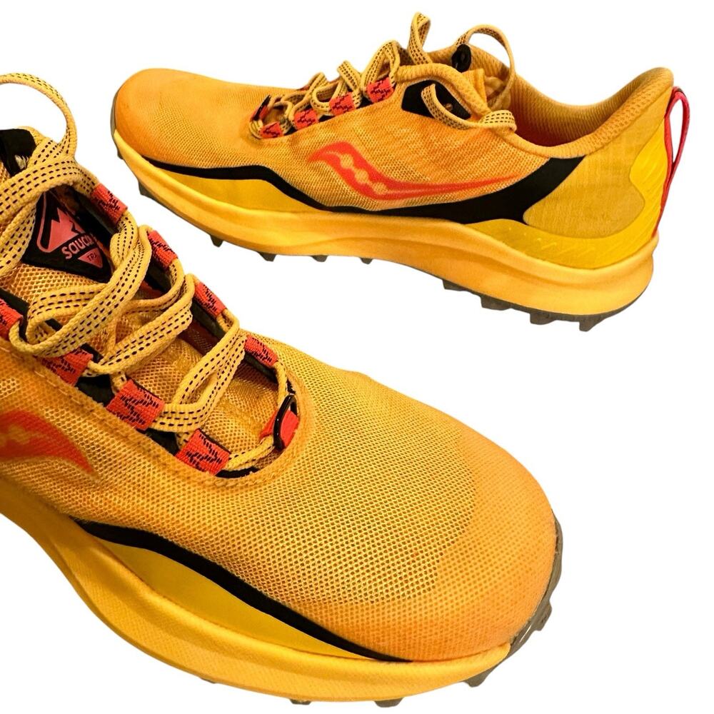 Saucony Peregrine 12 PWRRUN PWRTRAC Vizigold/Vizired Trail Running Shoe W 7.5 - Picture 4 of 16